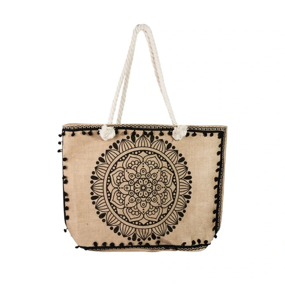 SOL SPIRIT BOHO BLACK FLORAL TOTE BAG - Picture 3 of 5